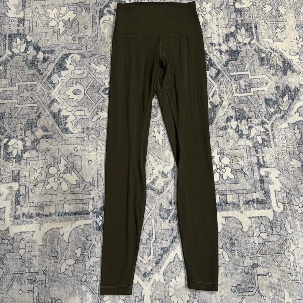 Like new lululemon olive oil green 28” tights leggings size 4